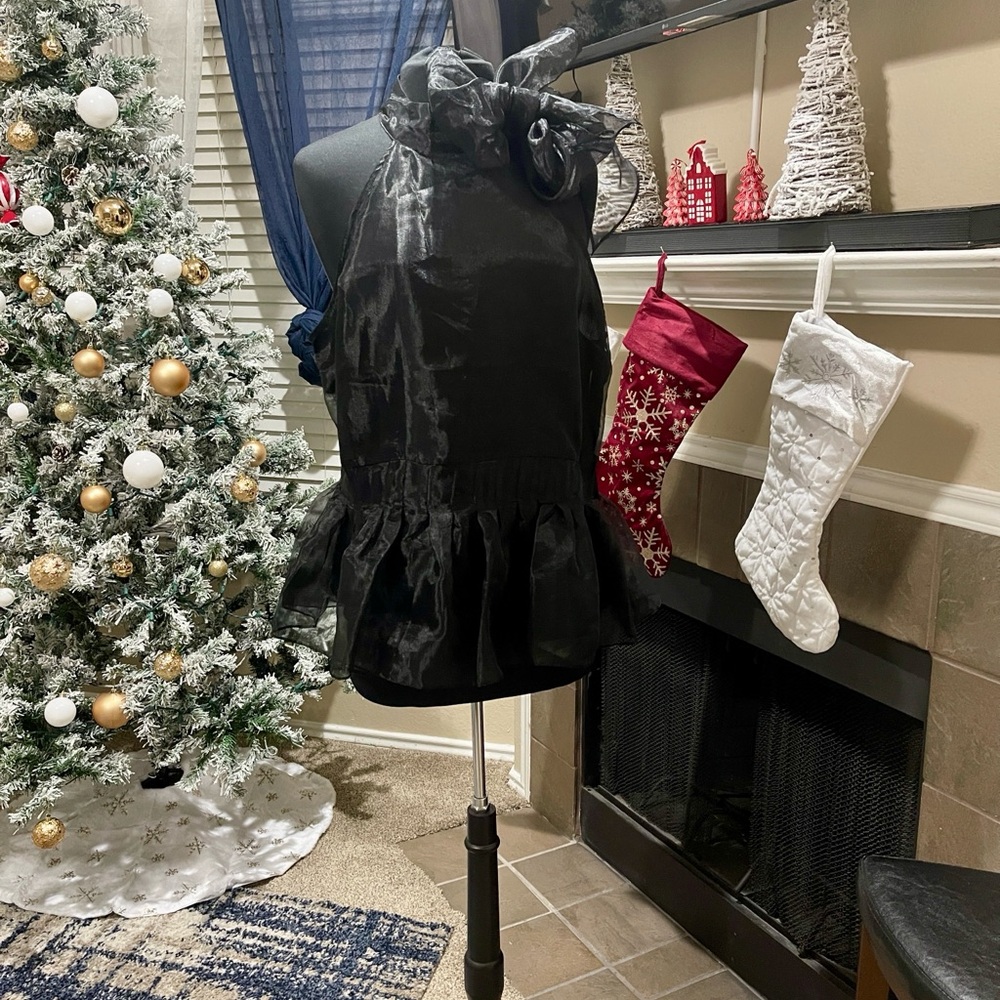 New York & Company Black Satin Blouse